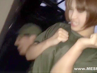 Teen pornstar from Tokyo sucks on giant dick in XXX JAV scene.